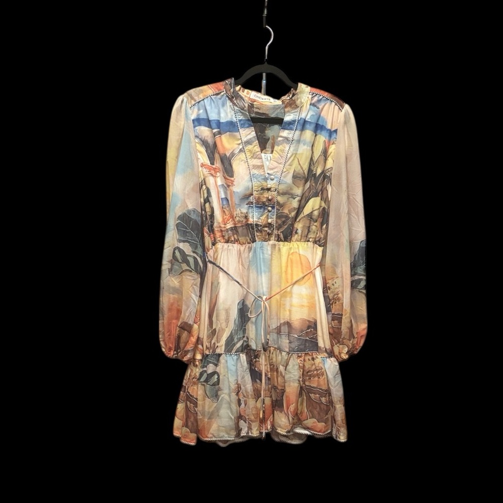 Elegant Multicolor Long Sleeve Dress like new